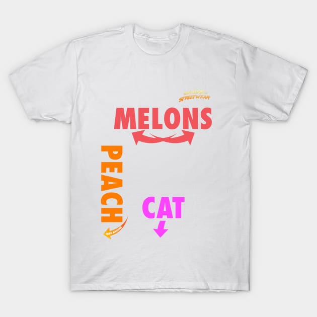 Genesis streetwear -  Melons Peach Cat logo T-Shirt by retromegahero